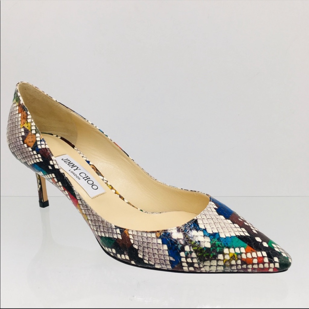 Jimmy Choo Reptile Leather Pointed Toe Pumps 60mm Multi Color